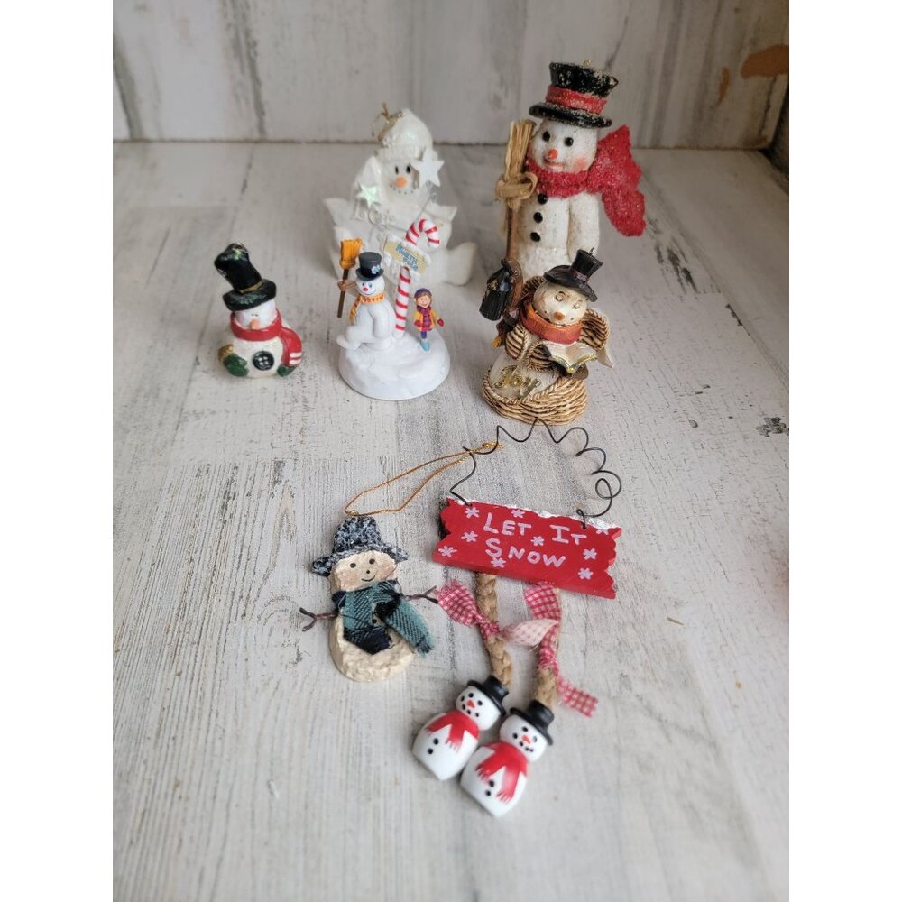 Frosty let it snow snowman variety ornament Xmas glitter set